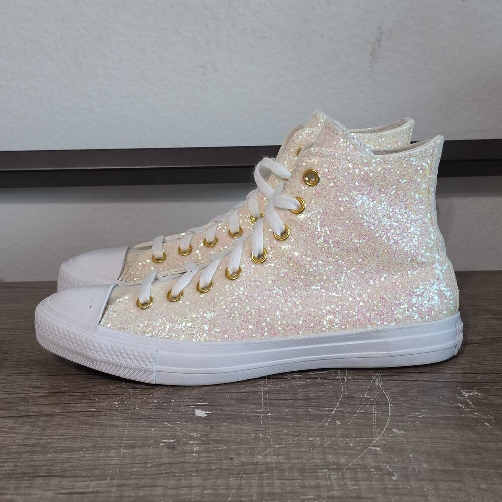 Converse Chuck Taylor All-Star High Glitter By You Women's Shoes Size 10 Beige